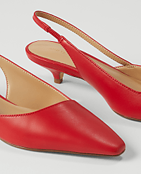 Asymmetrical Leather Slingback Kitten Heel Pumps carousel Product Image 3
