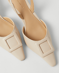 Buckle Pointy Toe Leather Slingback Pumps carousel Product Image 2