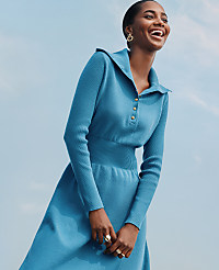 Ribbed-Waist Sweater Dress carousel Product Image 1