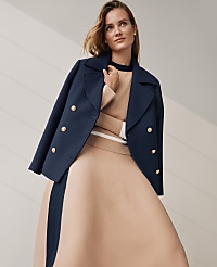 Petite Twill Double-Breasted Peacoat carousel Product Image 1
