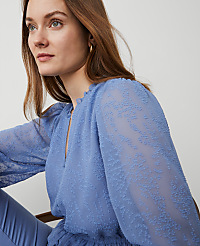 Petite Clip Chiffon Ruffle Blouse carousel Product Image 3