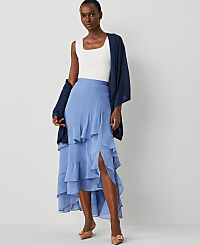 Chiffon Ruffle Maxi Skirt carousel Product Image 1