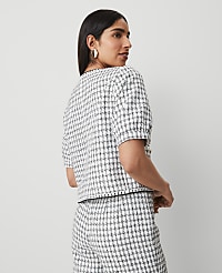 Petite Gingham Tweed Puff Sleeve Jacket carousel Product Image 3