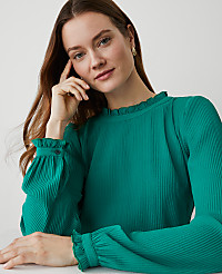 Petite Ruffle Blouson Sleeve Popover carousel Product Image 3