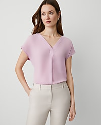 Mixed Media Pleat Front Top carousel Product Image 1