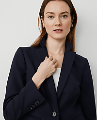 The One-Button Blazer in Stretch Cotton carousel Product Image 3
