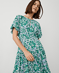 Floral Split Neck Midi Dress carousel Product Image 3