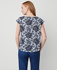 Floral Boatneck Shirttail Blouse carousel Product Image 2