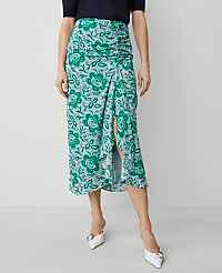 Petite Floral Ruched Midi Skirt carousel Product Image 3