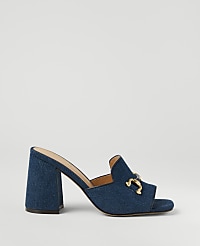 Horsebit Denim Block Heel Sandals carousel Product Image 1