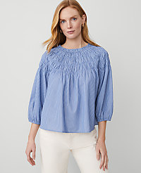 Striped Smocked Shoulder Top carousel Product Image 1