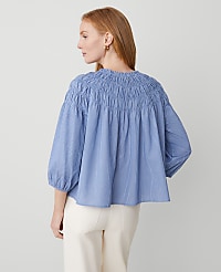 Striped Smocked Shoulder Top carousel Product Image 2