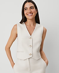 The Petite Tailored Vest in Stretch Cotton carousel Product Image 1