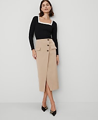 Button Wrap Pocket Skirt carousel Product Image 1