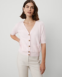 Ribbed Short-Sleeve Pocket Cardigan carousel Product Image 1