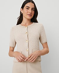 Geo Stitch Short-Sleeve Cardigan carousel Product Image 1