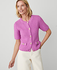 Geo Stitch Short-Sleeve Cardigan carousel Product Image 1
