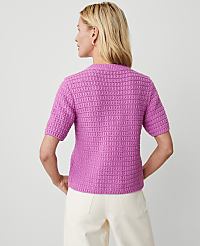 Geo Stitch Short-Sleeve Cardigan carousel Product Image 2