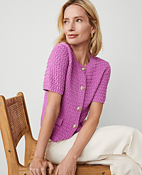 Geo Stitch Short-Sleeve Cardigan carousel Product Image 3