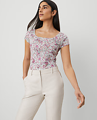 Petite Floral Square Neck Tee carousel Product Image 1