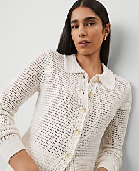 Petite Crochet-Collar Cardigan carousel Product Image 4