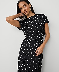 Dotted Crepe Column Midi Dress carousel Product Image 4