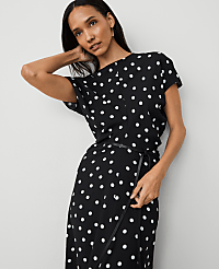 Petite Dotted Crepe Column Midi Dress carousel Product Image 4