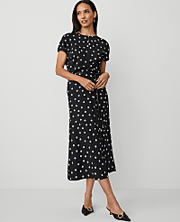 Dotted Crepe Column Midi Dress carousel Product Image 2