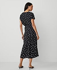 Petite Dotted Crepe Column Midi Dress carousel Product Image 3