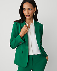 The Notched One-Button Blazer in Textured Drape carousel Product Image 1