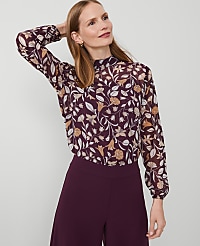 Tall Floral Popover Bow Blouse carousel Product Image 1