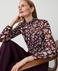 Tall Floral Popover Bow Blouse carousel Product Image 3