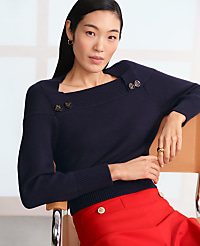 Button Envelope Neck Sweater carousel Product Image 1