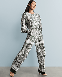 The Easy Wide-Leg Pant in Paisley Satin carousel Product Image 1
