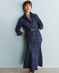 Petite Floral Denim Trumpet Skirt carousel Product Image 1