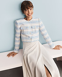 Striped Tweed Cropped Jacket carousel Product Image 1