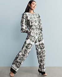 The Petite Easy Wide-Leg Pant in Paisley Satin carousel Product Image 1