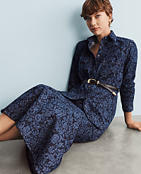 Petite Floral Flared Denim Shirt carousel Product Image 1