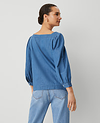 Chambray Puff Sleeve Blouse carousel Product Image 2