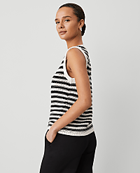 Petite Weekend Collection Striped Open-Stitch Sweater Shell carousel Product Image 2
