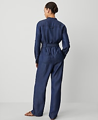 Weekend Collection Chambray Stand Collar Jumpsuit carousel Product Image 3