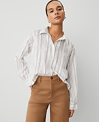 Petite Weekend Collection Striped Drop Shoulder Shirt carousel Product Image 1