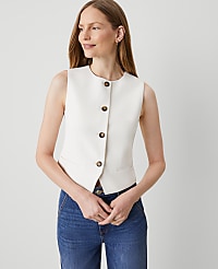 Petite Crinkle Crepe Cropped Vest carousel Product Image 1