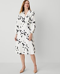 Floral Shawl Collar Flare Dress carousel Product Image 1