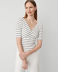 Striped Crossover Neck Top carousel Product Image 1