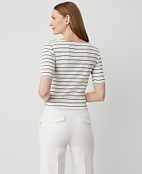Striped Crossover Neck Top carousel Product Image 2