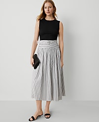 Striped Belted Yoke Midi Skirt carousel Product Image 1