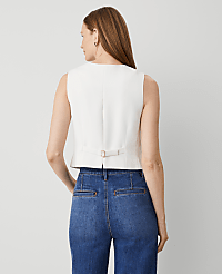Petite Crinkle Crepe Cropped Vest carousel Product Image 2