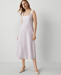 Square Neck Linen Blend Dress carousel Product Image 1