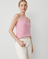 Mixed Media V-Neck Shell carousel Product Image 1